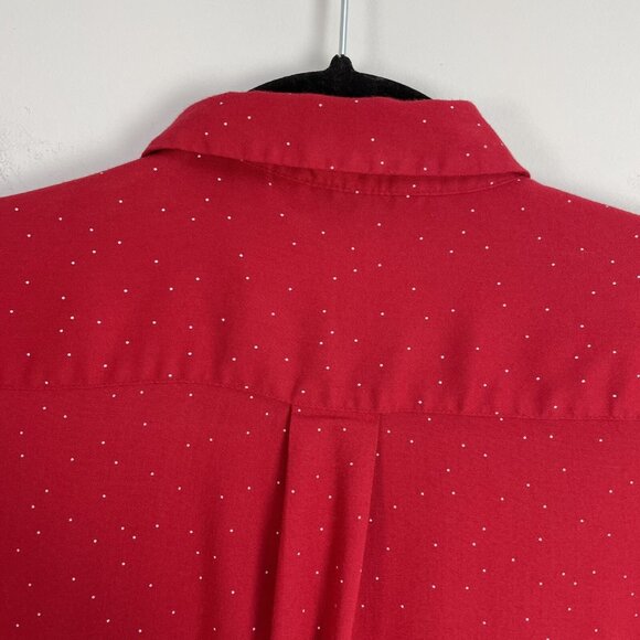 Uniqlo Womens XS Red Polka Dot Button Up Shirt Long Sleeve Top Blouse - Picture 8 of 10